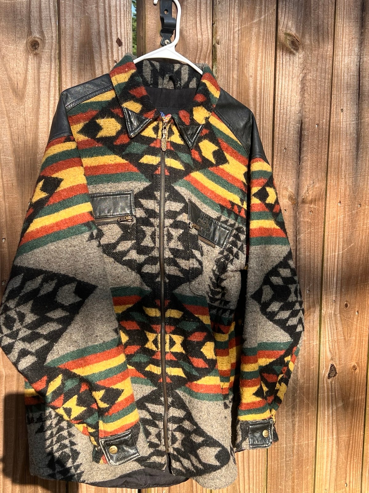 Vintage Easyriders Wool Leather Aztec Tribal Motorcycle Jacket L/XL Southwest