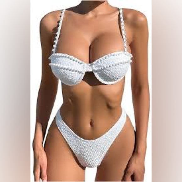 Bikini set pearl bridal bachelorette honeymoon