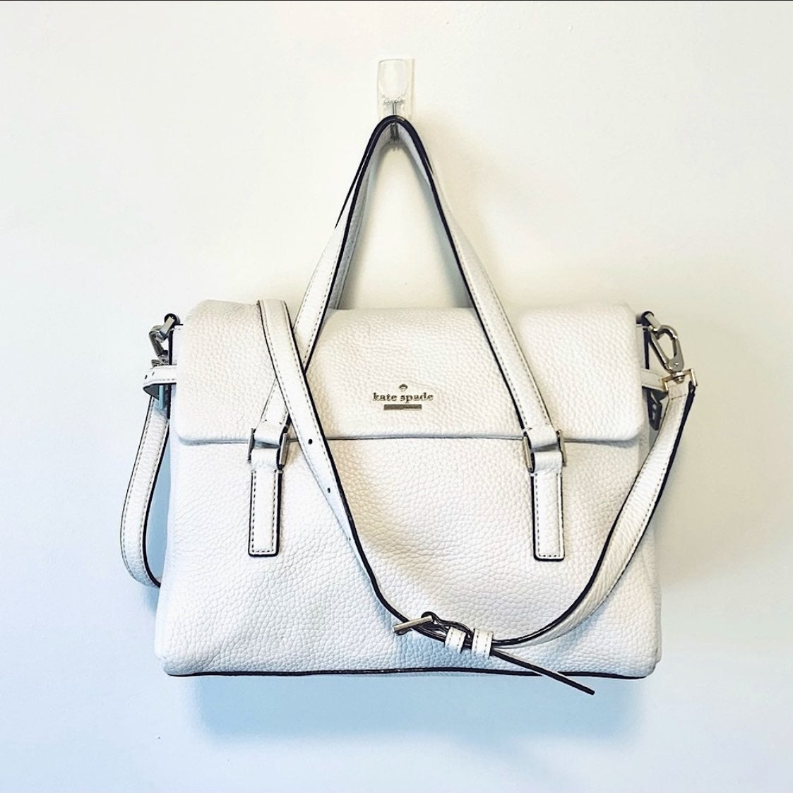 Kate Spade White Flap Crossbody Satchel
