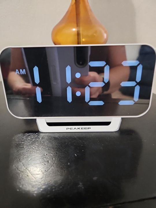 Small Digital Alarm Clock for Desk, Plug in Electric Large Numbers Clock White