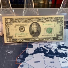 1950 Series C 20 Off center cut error Douglas Dillon