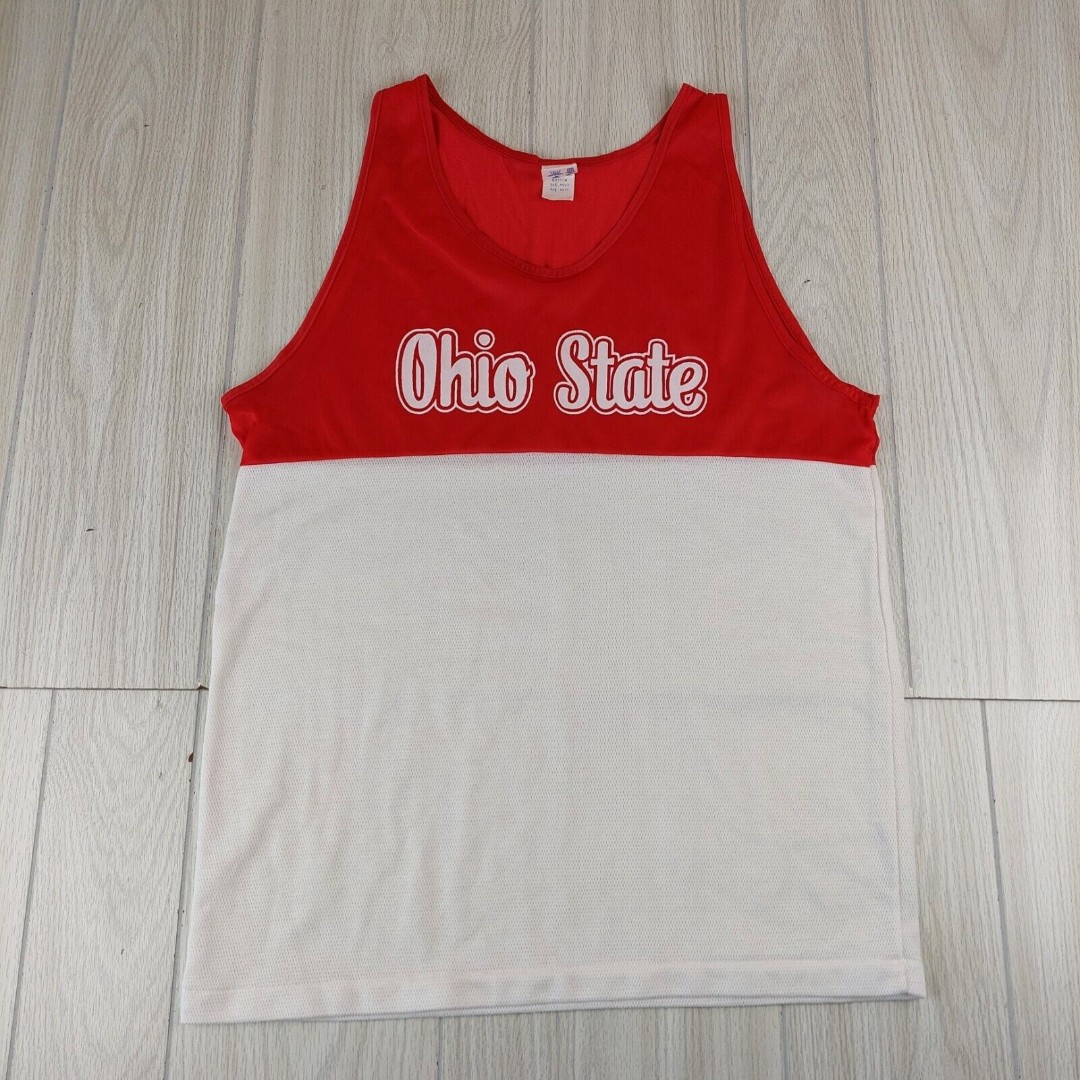 Vintage 80s Champion Ohio State Buckeyes Tank Top Large Red White Track Running