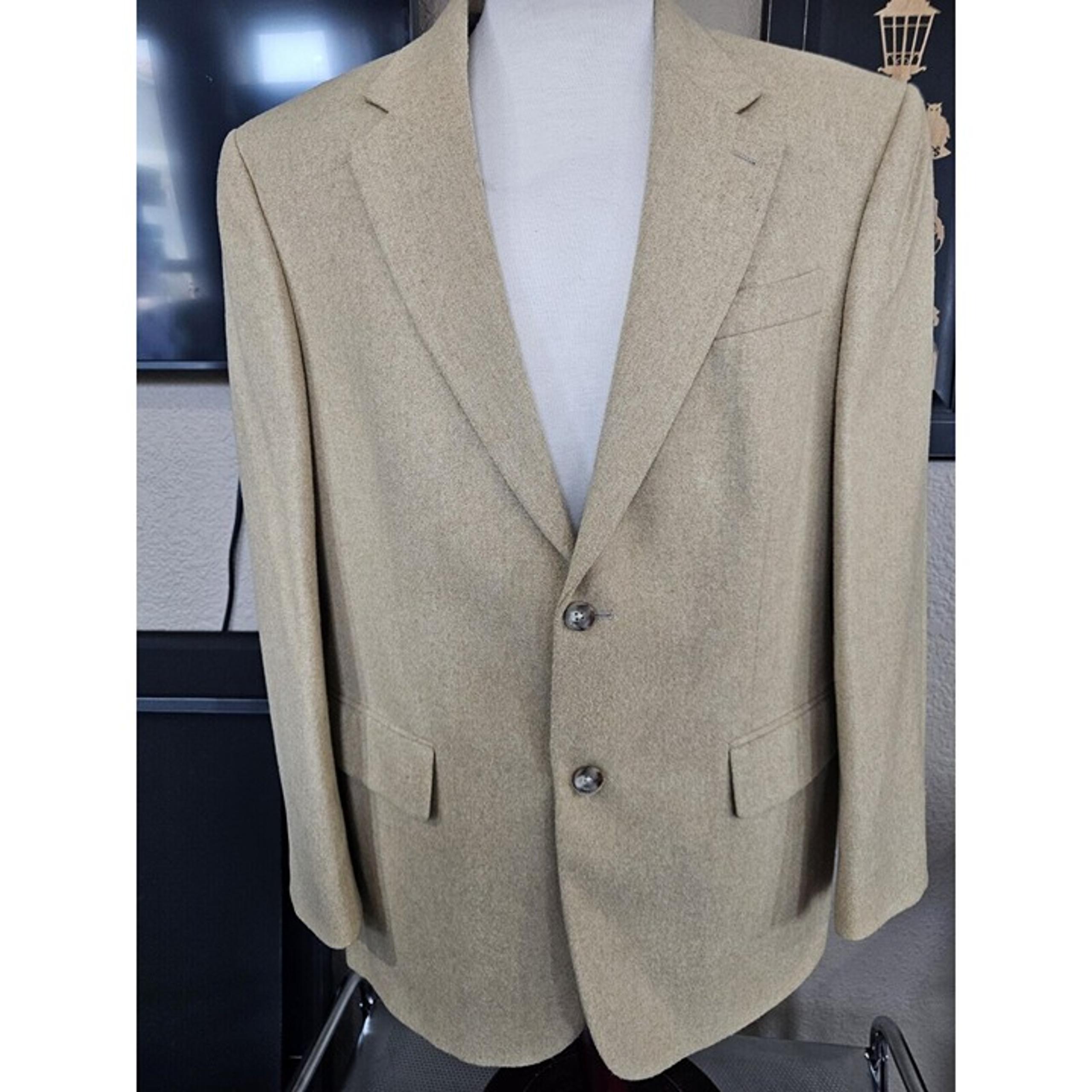 Oscar De La Renta Tan Wool Cashmere Blend Blazer Jacket Sports Coat Men's 44R