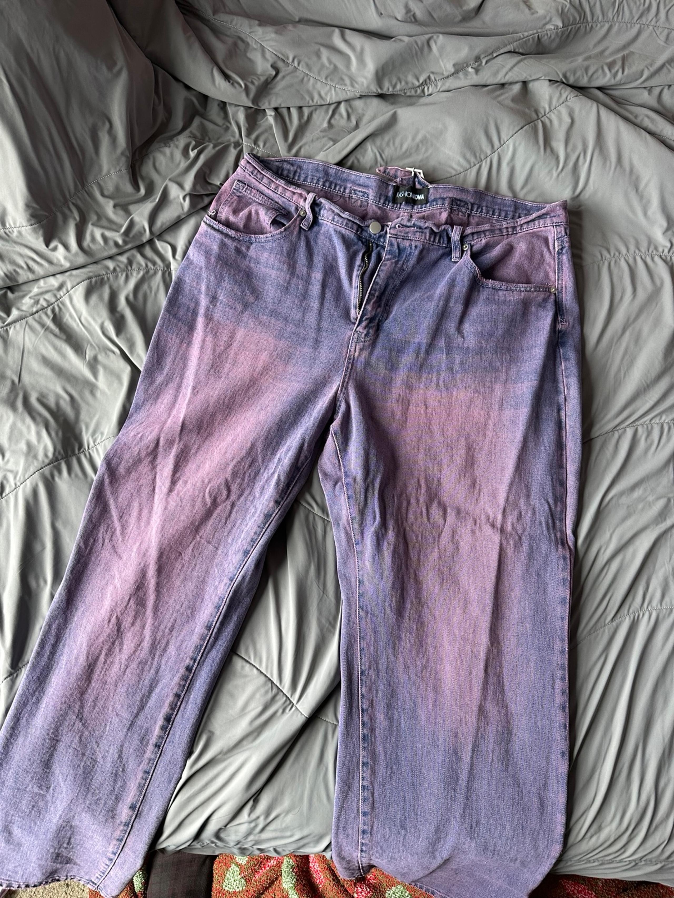 Fashion Nova purple baggy wide leg jeans