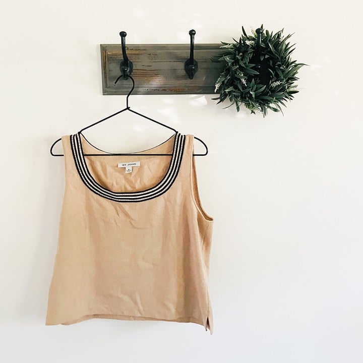 St. John Vintage Tan Black Knit Tank S