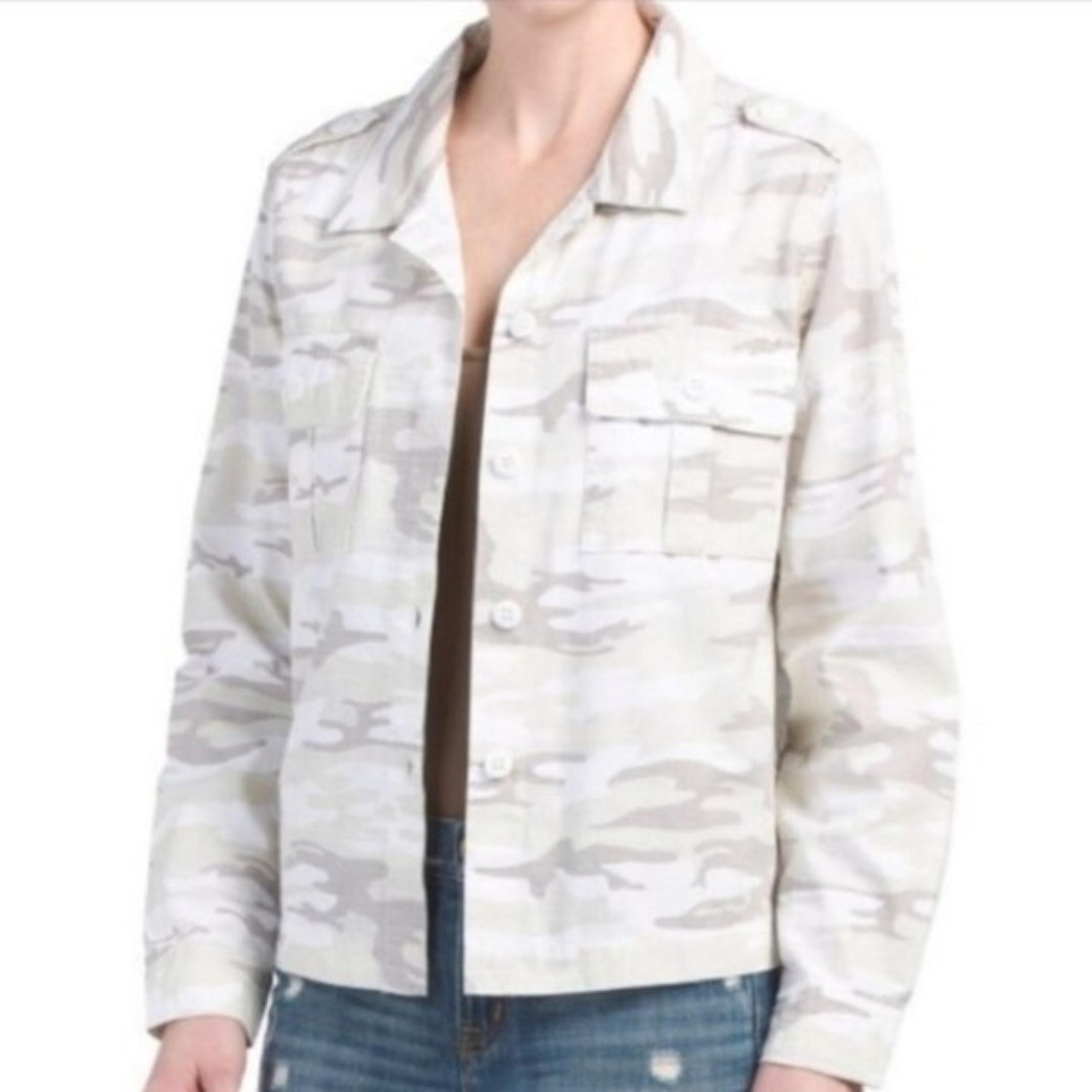 Sanctuary Natural Camo Button-Front Shacket Size Small