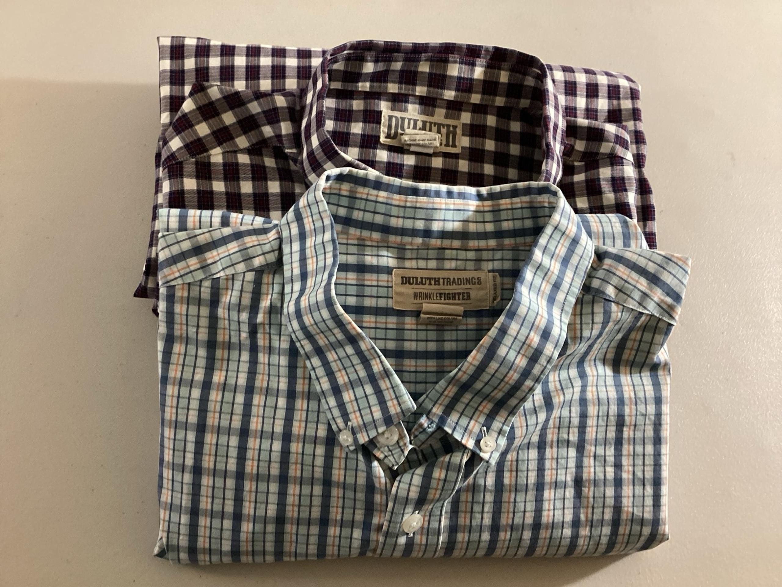 Lot Of 2 Duluth Trading Shirt Mens 2XL Relaxed Fit Long Sleeve Button Up Cotton