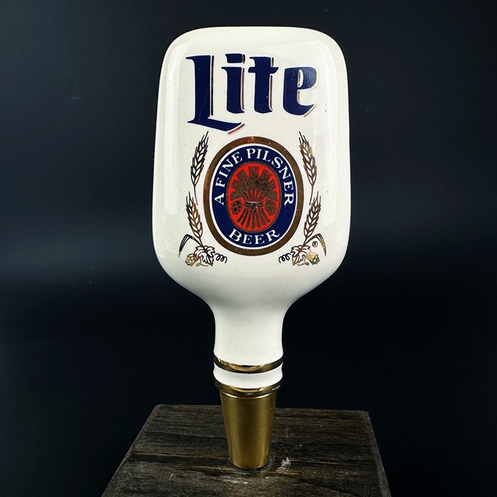 Antique Miller Lite Pilsner Ceramic Short Mini Beer Tap Handle Knob Vintage