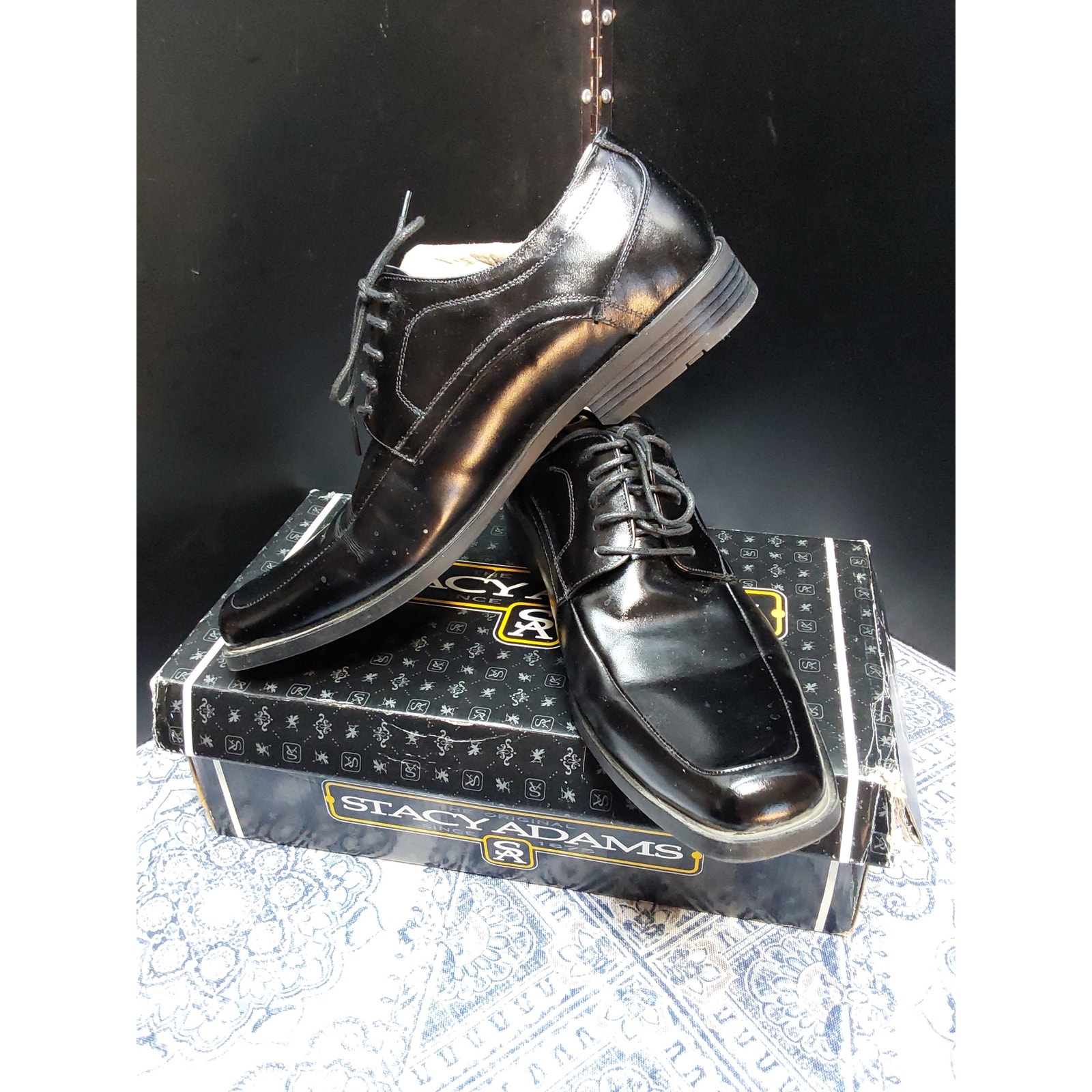 Stacy Adam's Calhoun Moc Toe Oxford Shoes Black Size 11M model 20117 in box