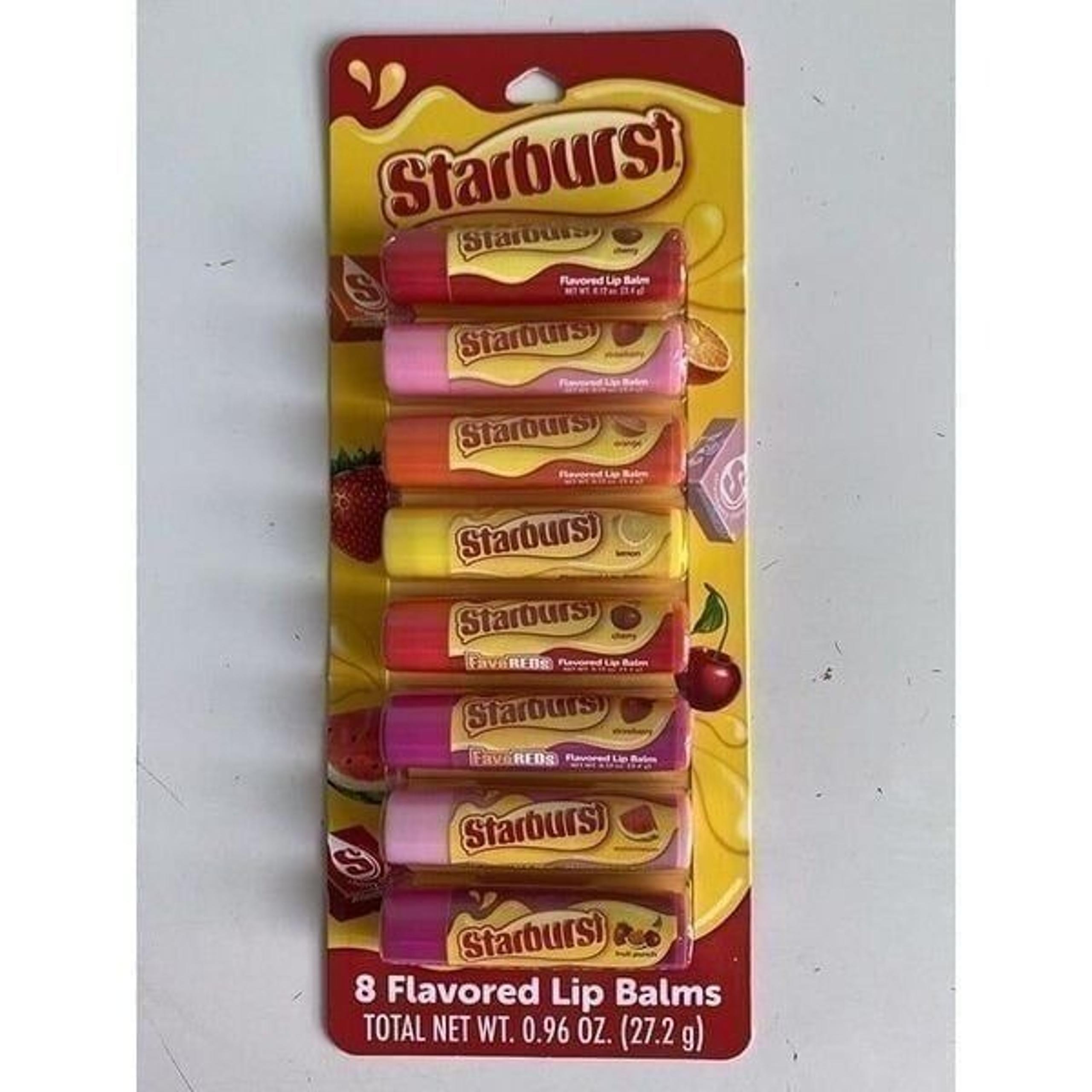 Starburst Party Pack 8 Flavored Lip Balms Taste Beauty Cherry Fruit Punch NEW