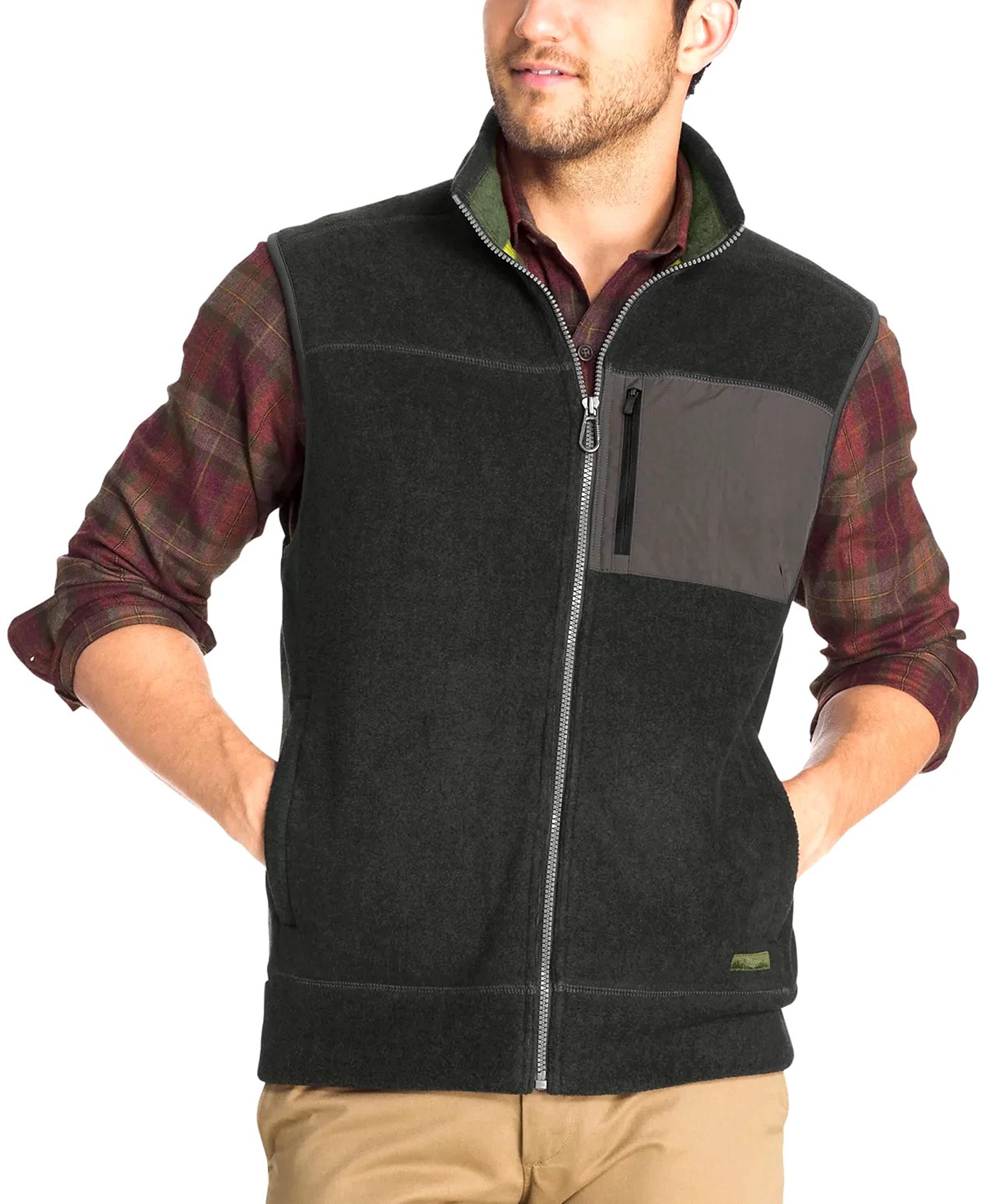 GH Bass Co Explorer Mens Fleece Vest Zip Up Zip Pocket Fishing Outdoorsman Sz L