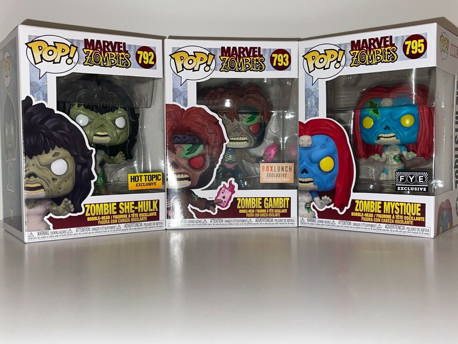 Funko Pop Marvel Zombies Lot of 3 Mystique, Gambit, She-Hulk Exclusives *Ship WW