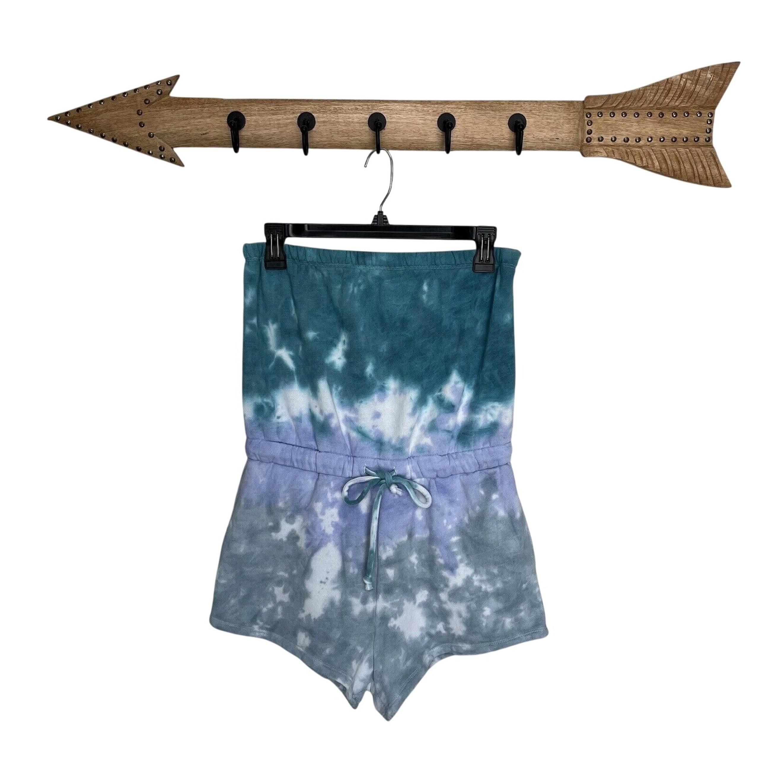 Aeropostale | Green Purple Gray Strapless Tie Dye Romper Small