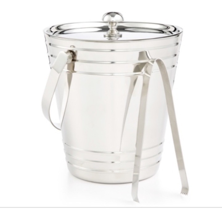 Martha Stewart Collection Ice Bucket with Tongs New With Defects