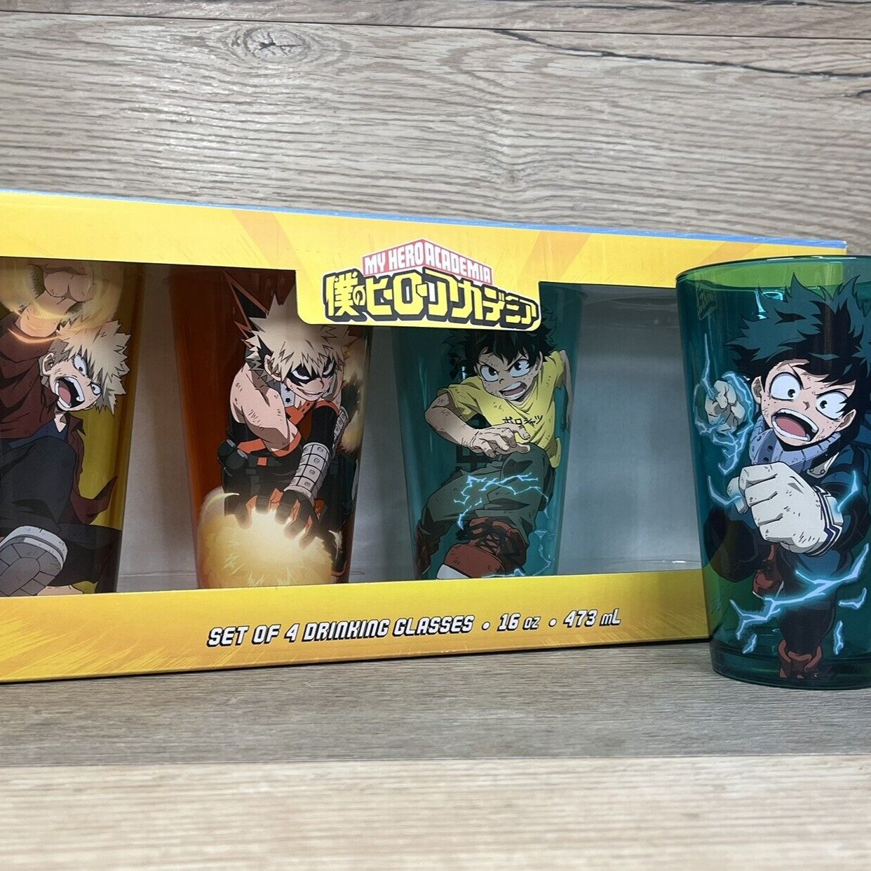 MY HERO ACADEMIA Set of 4 Glasses 16oz in Display Box Just Funky Cups