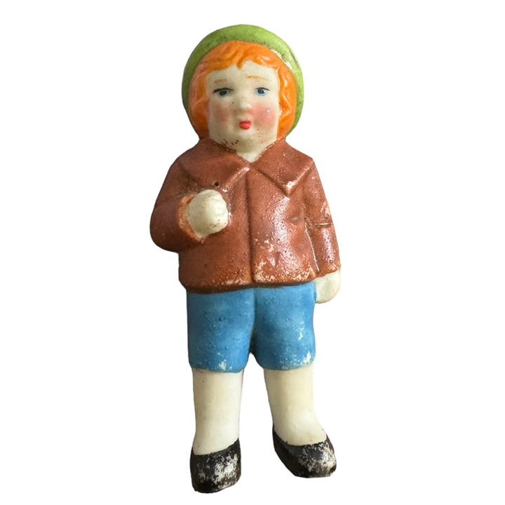 Vintage bisque Boy Figurine, Japan, 3 inches