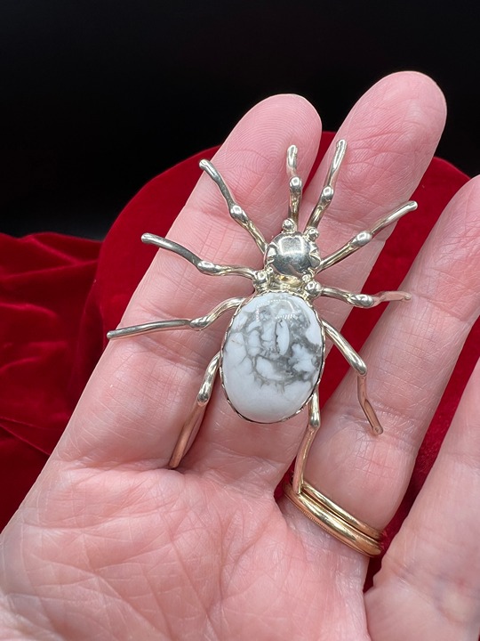 Sterling Silver White Buffalo Spider Pin Effie Spencer