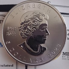 BU Silver Maple Leaf 5 1 OZ .9999 2023 Elizabeth 2 Canada W CERT AUTH