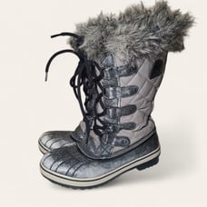 Sorel Tofino Disressed Gray Lace Up Waterproof Winter Snow Boots Women's Size 7