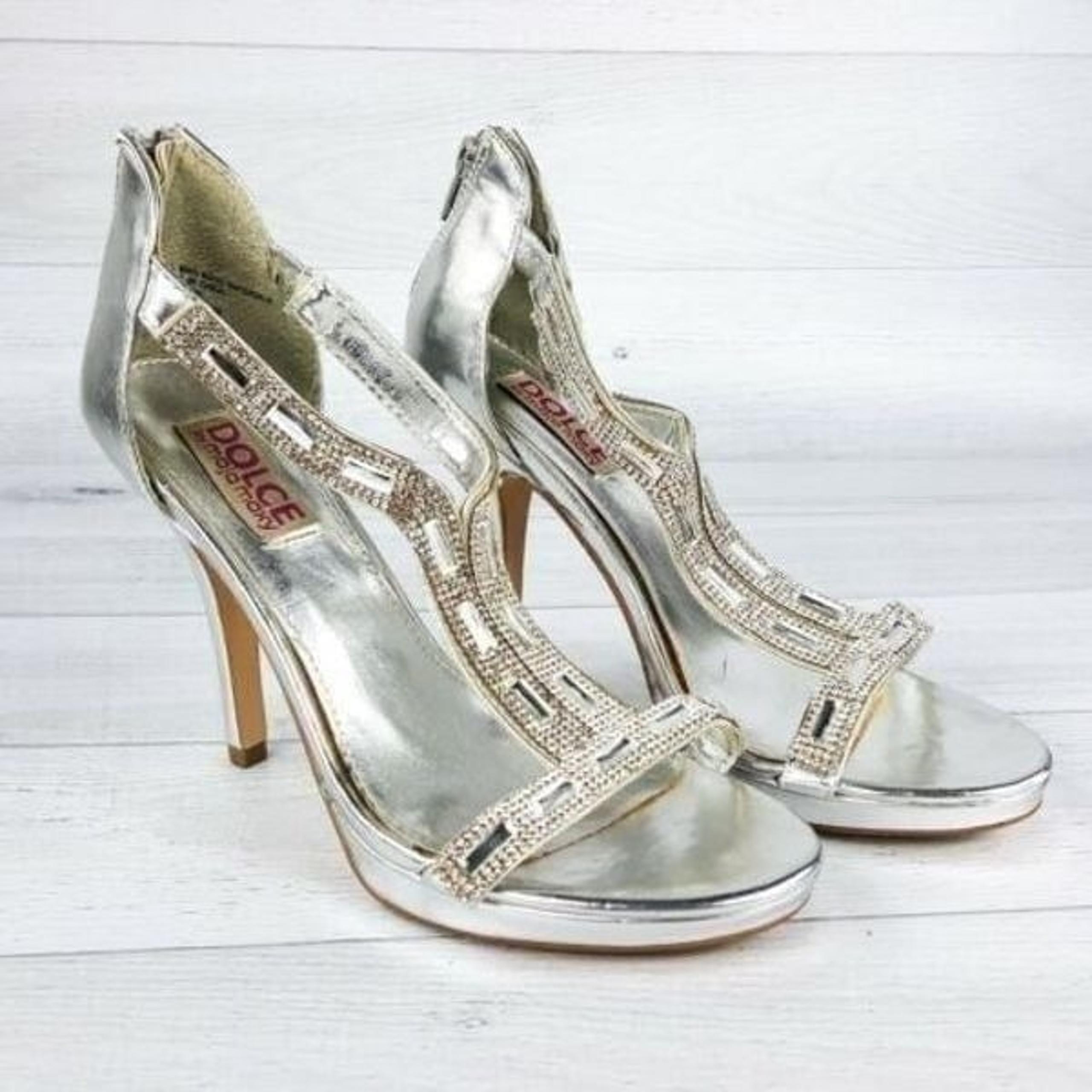 Jewel Pump Dolce by Mojo Moxy Silver Pump Sandal Gemstone Studs Shoes Size 8.5M