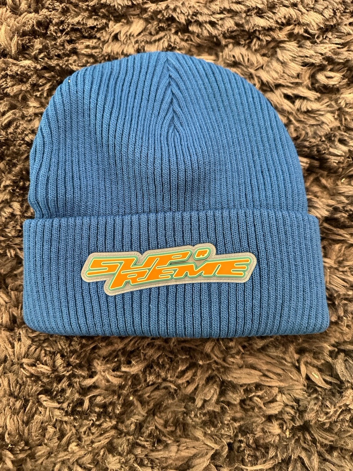 Supreme raised logo patched beanie