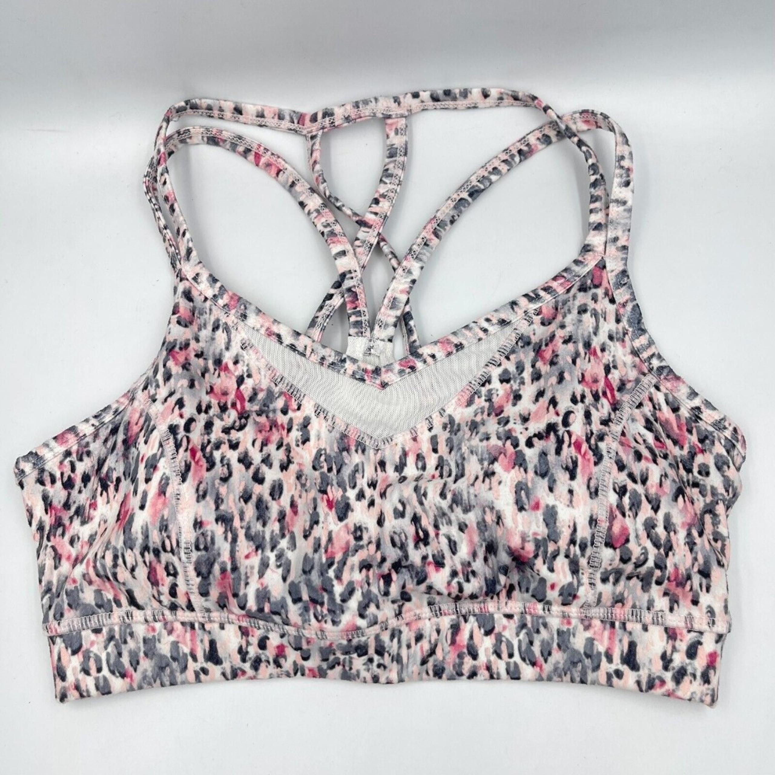 Shiva Sports Bra Women Small Pink Leopard Print Removable Pads - GAIAM