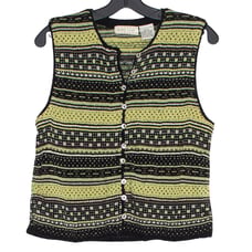 Sigrid Olsen Sweater Vest Vintage Fair Isle Nordic Cottage Preppy Folk Large GP