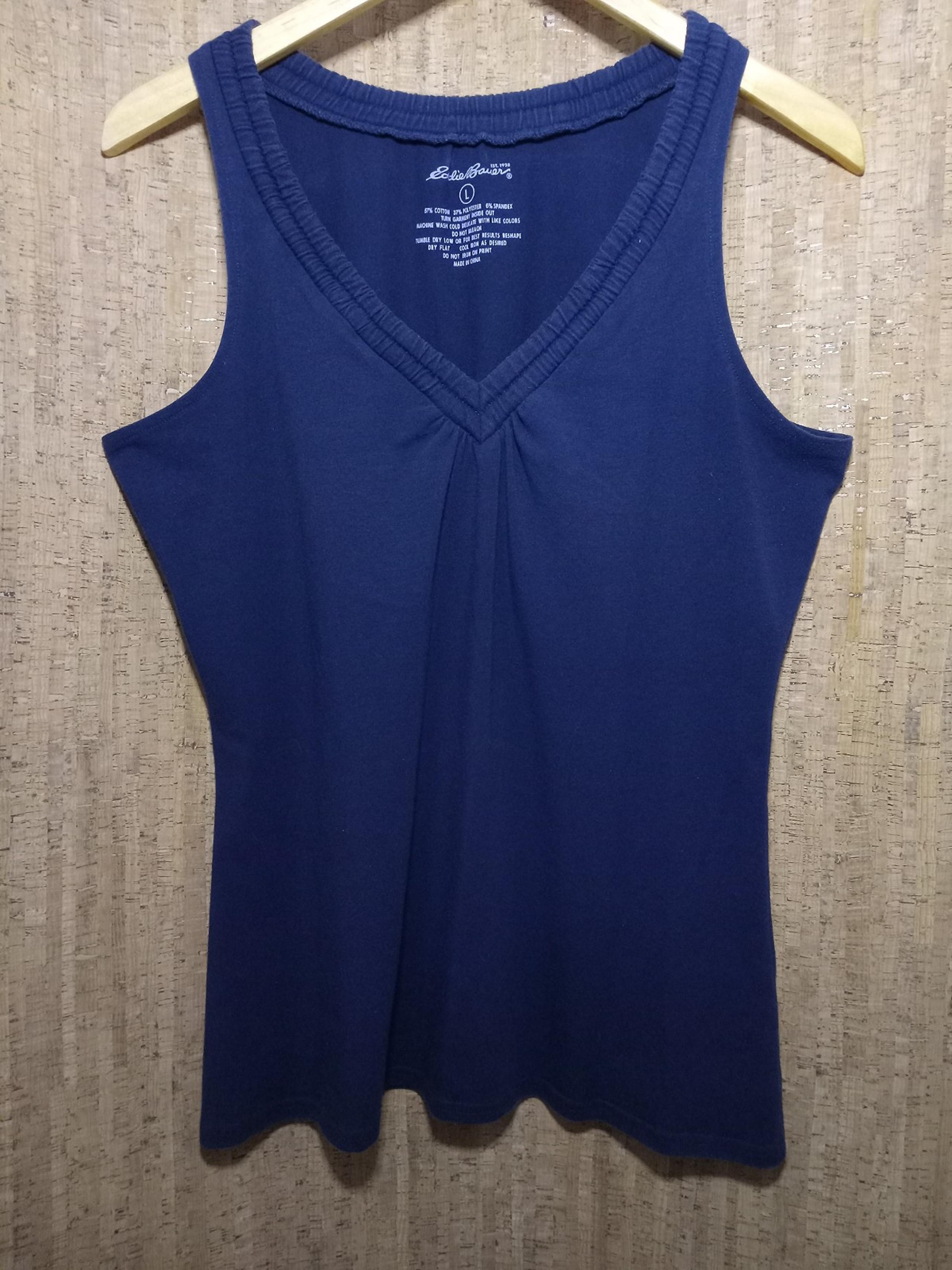 Eddie Bauer Women's V-Neck Tank Top Dark Navy Blue  Size Large