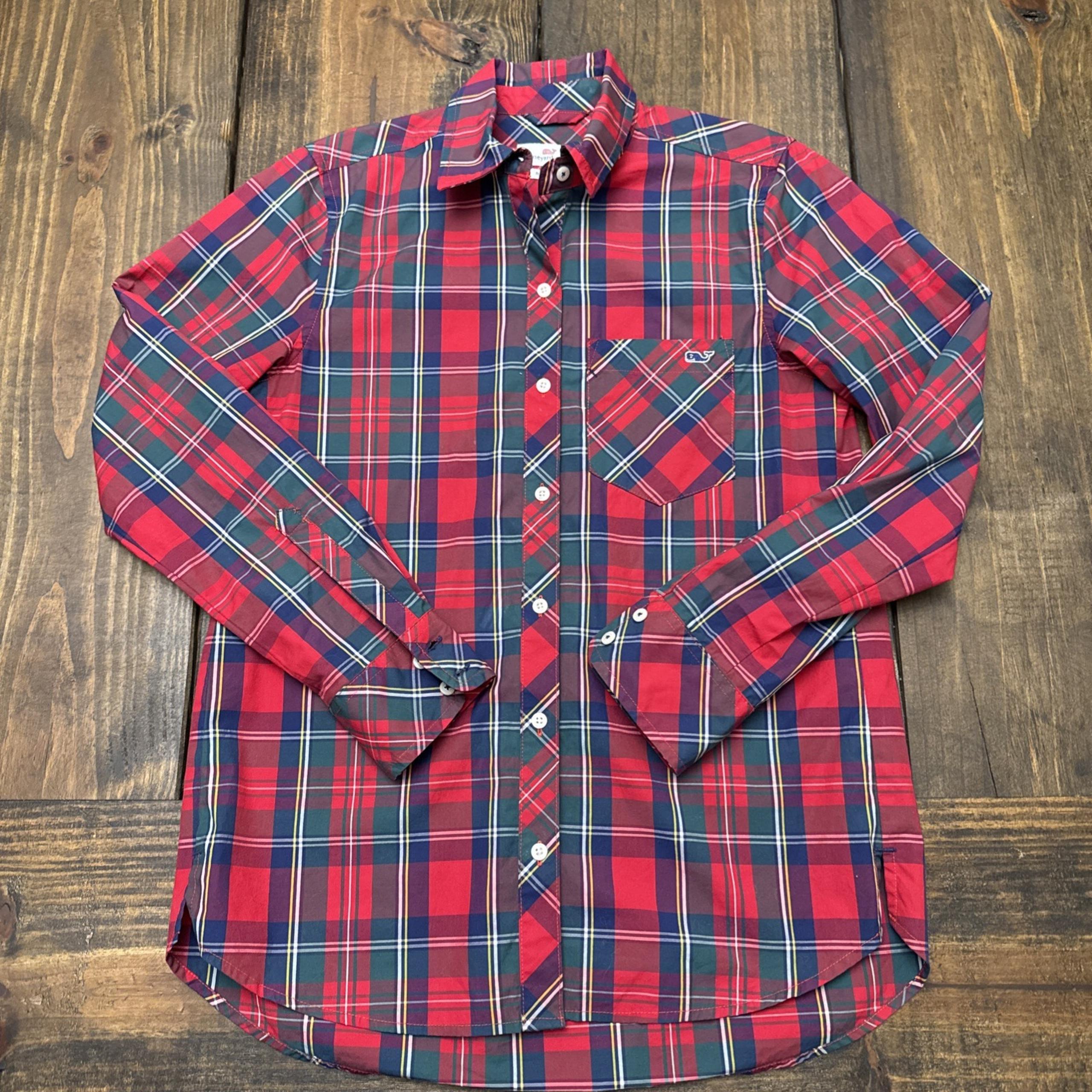 Women's Vineyeard Vines Size 00 Plaid Button Down Shirt, Relaxed Fit, Multicolor