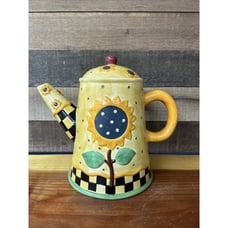 Debbie Mumm Sunflower Tea Pot Style Cookie Jar Canister Sakura 1998 Hand Painted