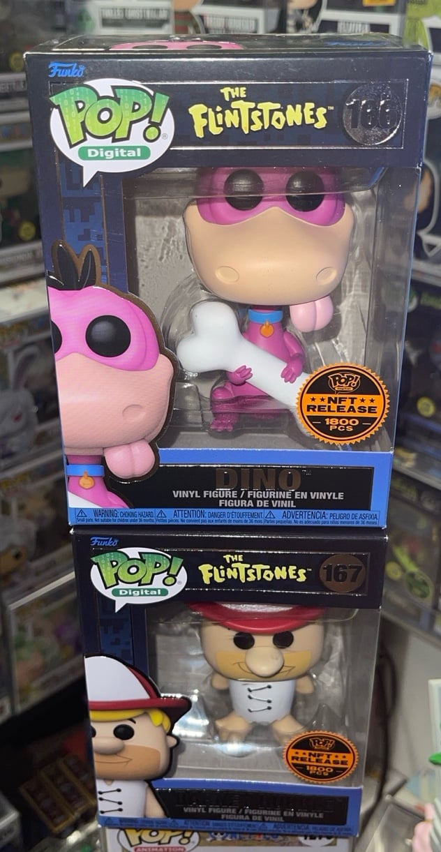 Funko POP! Digital The Flintstones Dino #166 & Barney Rumbble Legendary LE 1800