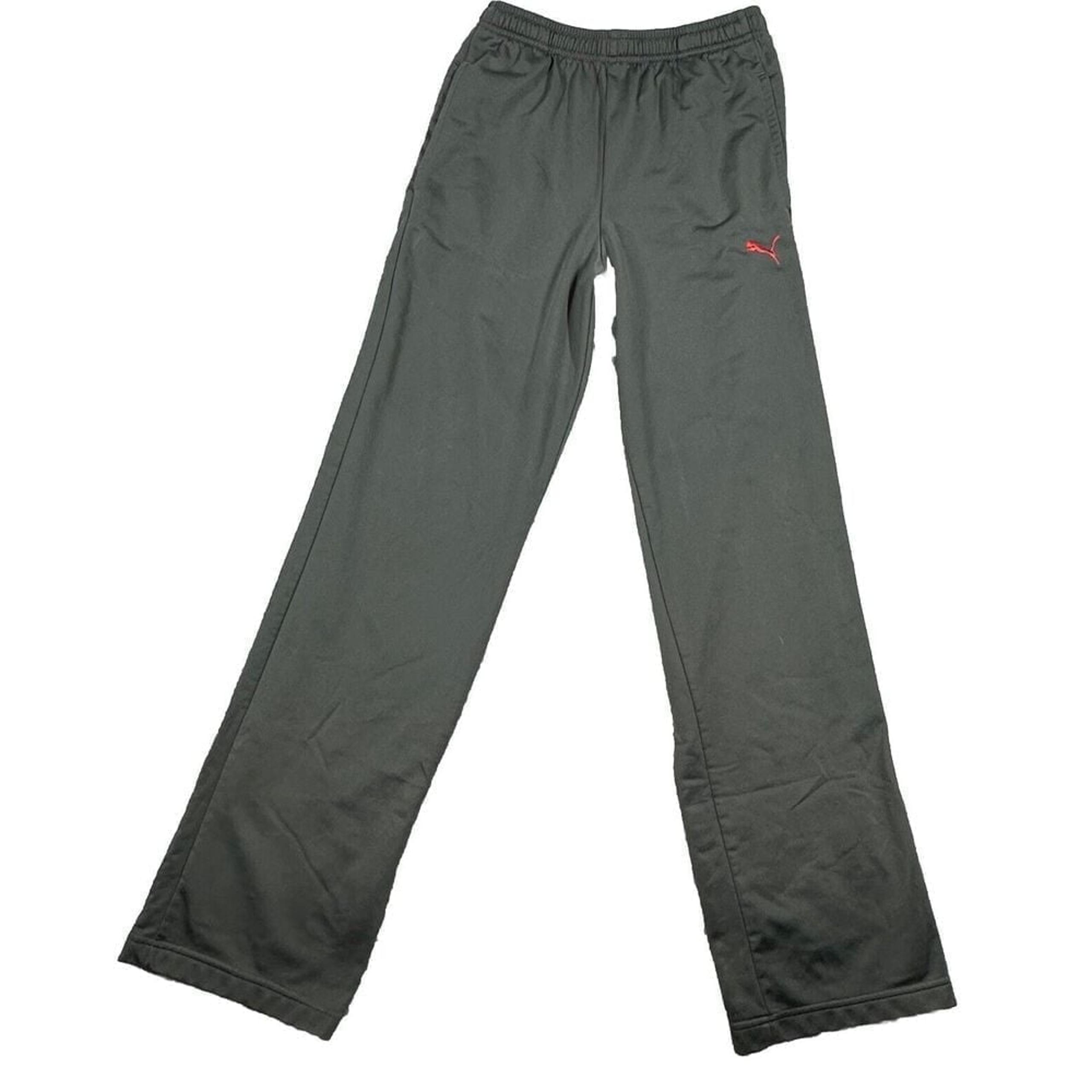 Puma Pants Men Medium Gray Joggers Straight Workout Drawstring Logo Sweatpants