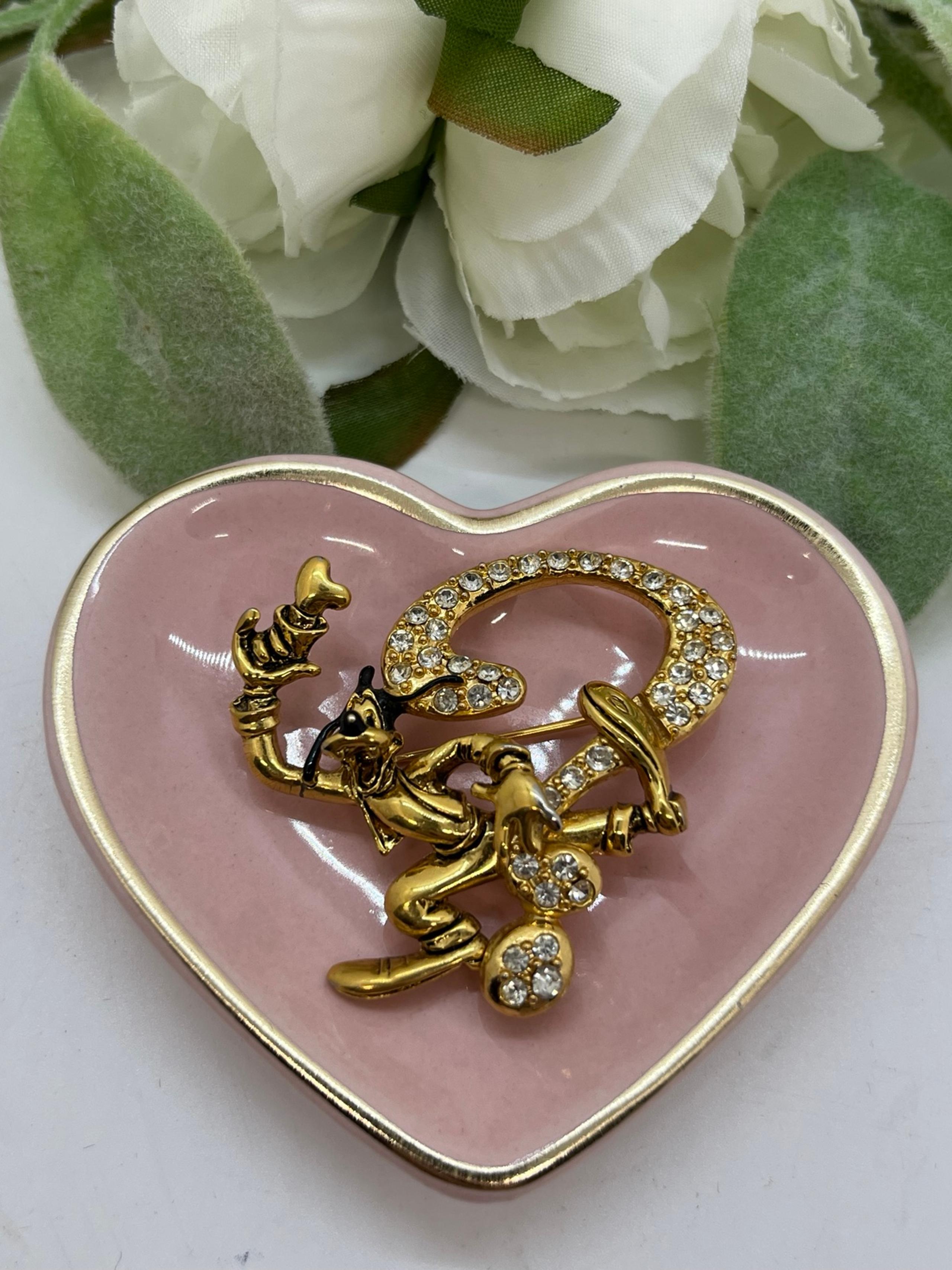 Retired Disney Napier Jewelry Pin Goofy & Rhinestone