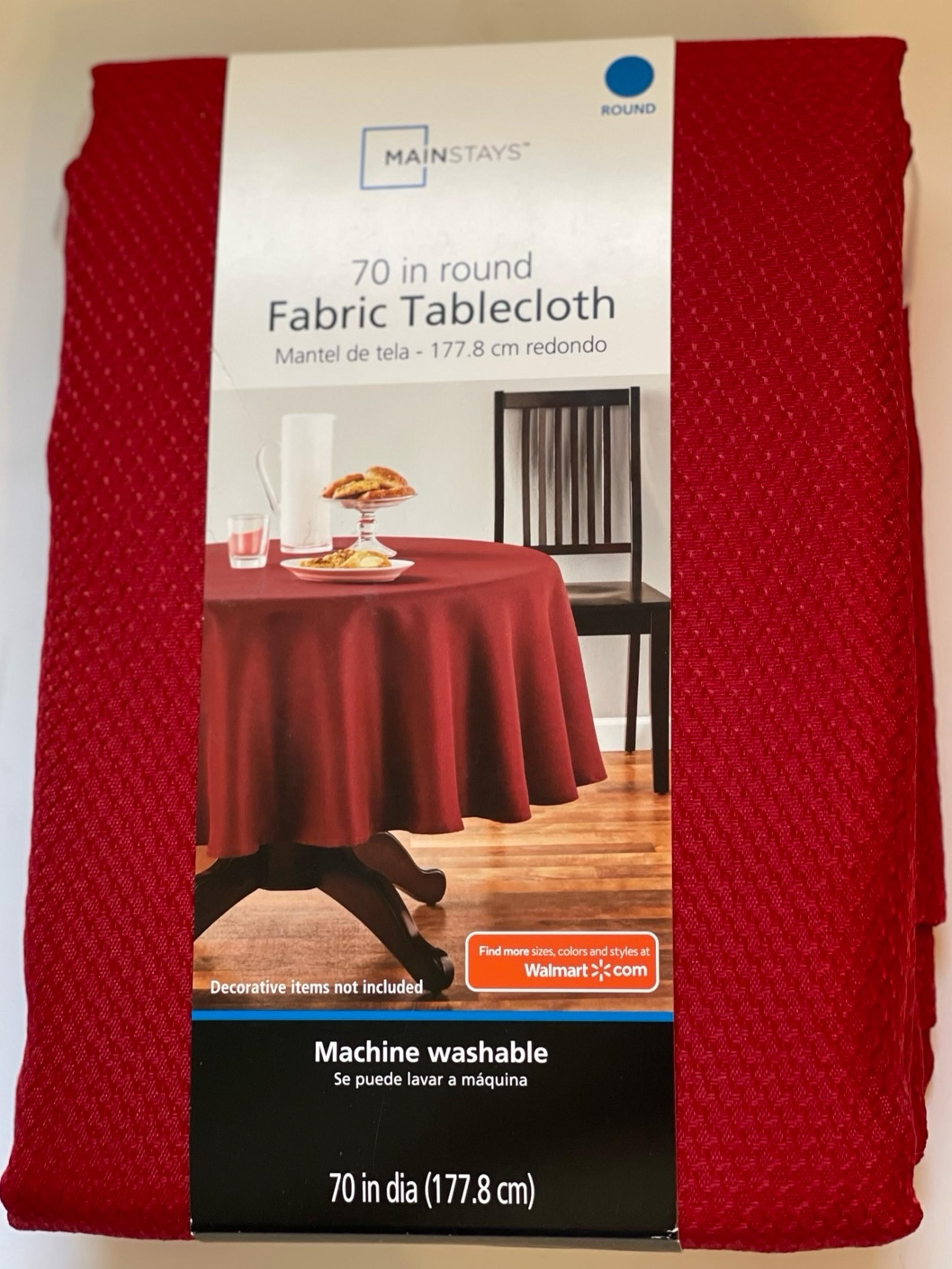 NEW 70” Round Fabric Tablecloth Red Mainstays