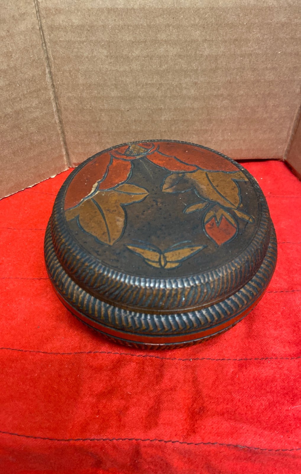 Vintage made in Japan six coasters and container handpainted