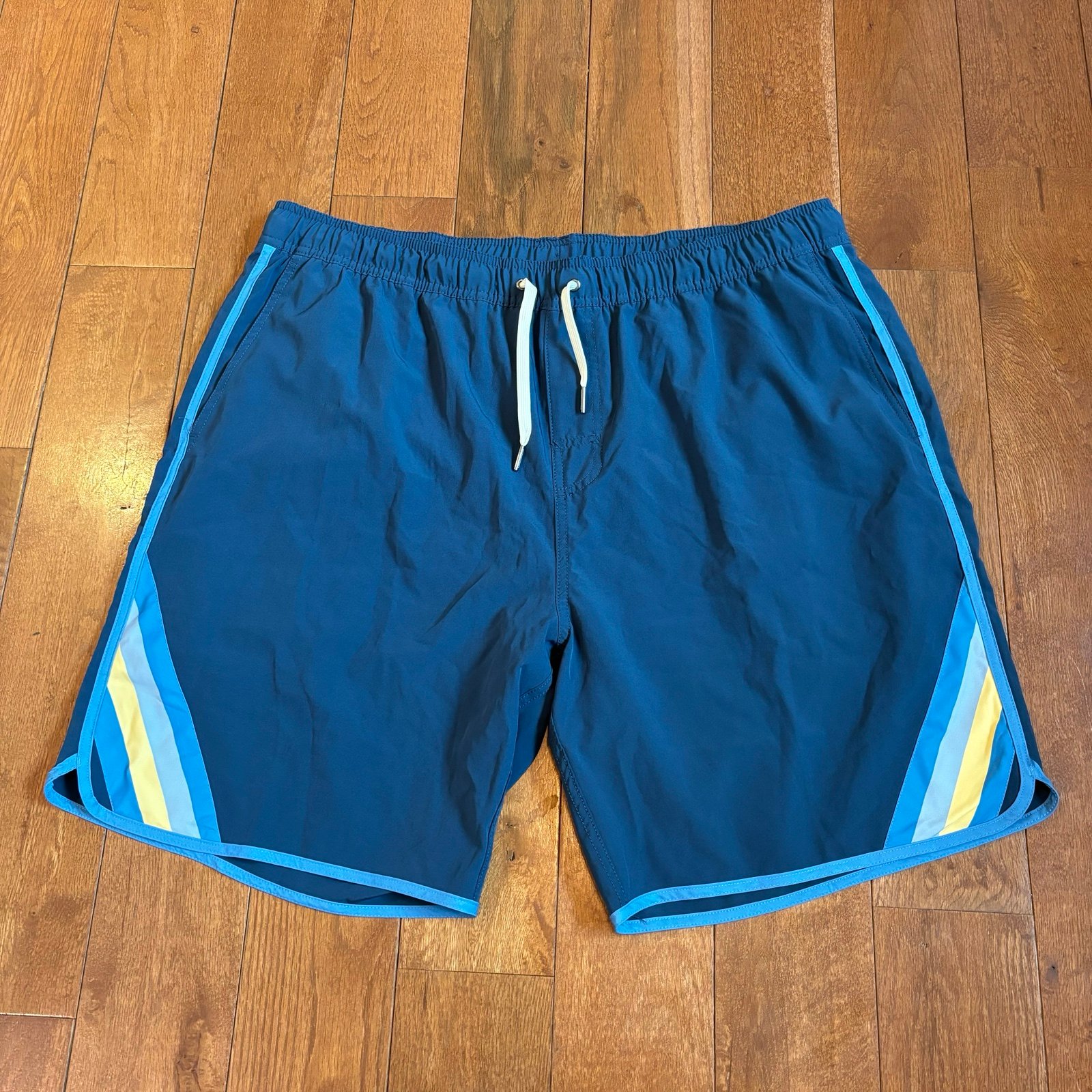 Mens Fair Harbor The Anchor Swim Shorts Trunks 8 Blue Yellow Lined sz XXXL