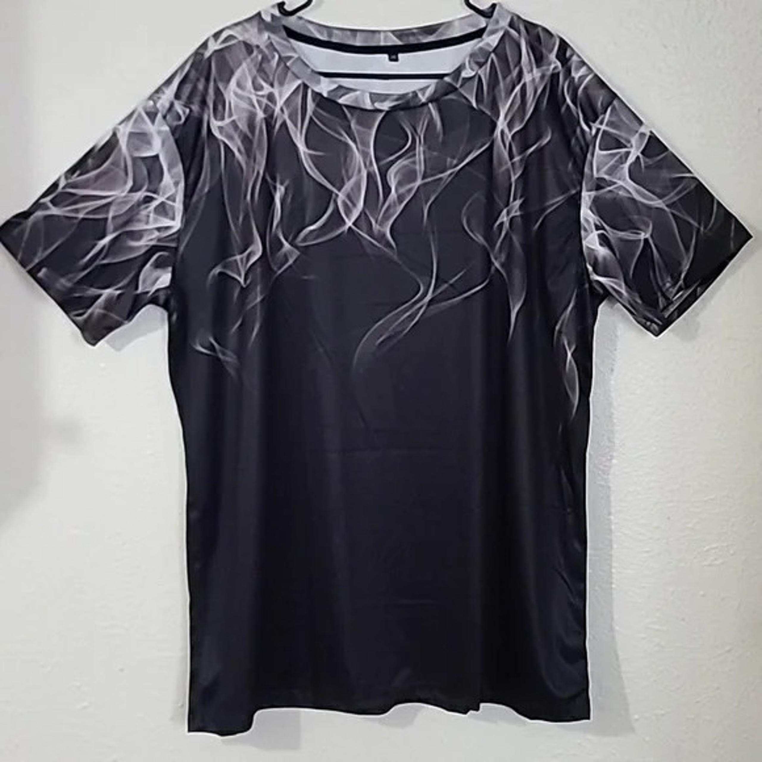 Grey Flame Smoke Luxury Graphic Mens Tee Shirt Dri Fit Tshirt Size 2XL