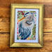 Framed coastal botanical heron wading wetland bird by the artist, me!