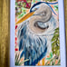 Framed coastal botanical heron wading wetland bird by the artist, me!
