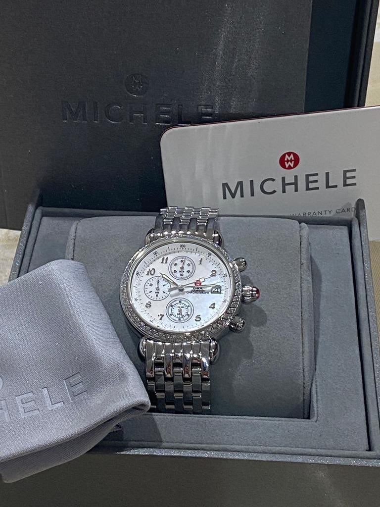 MICHELE CSX Diamond Chronograph Mother of Pearl Watch