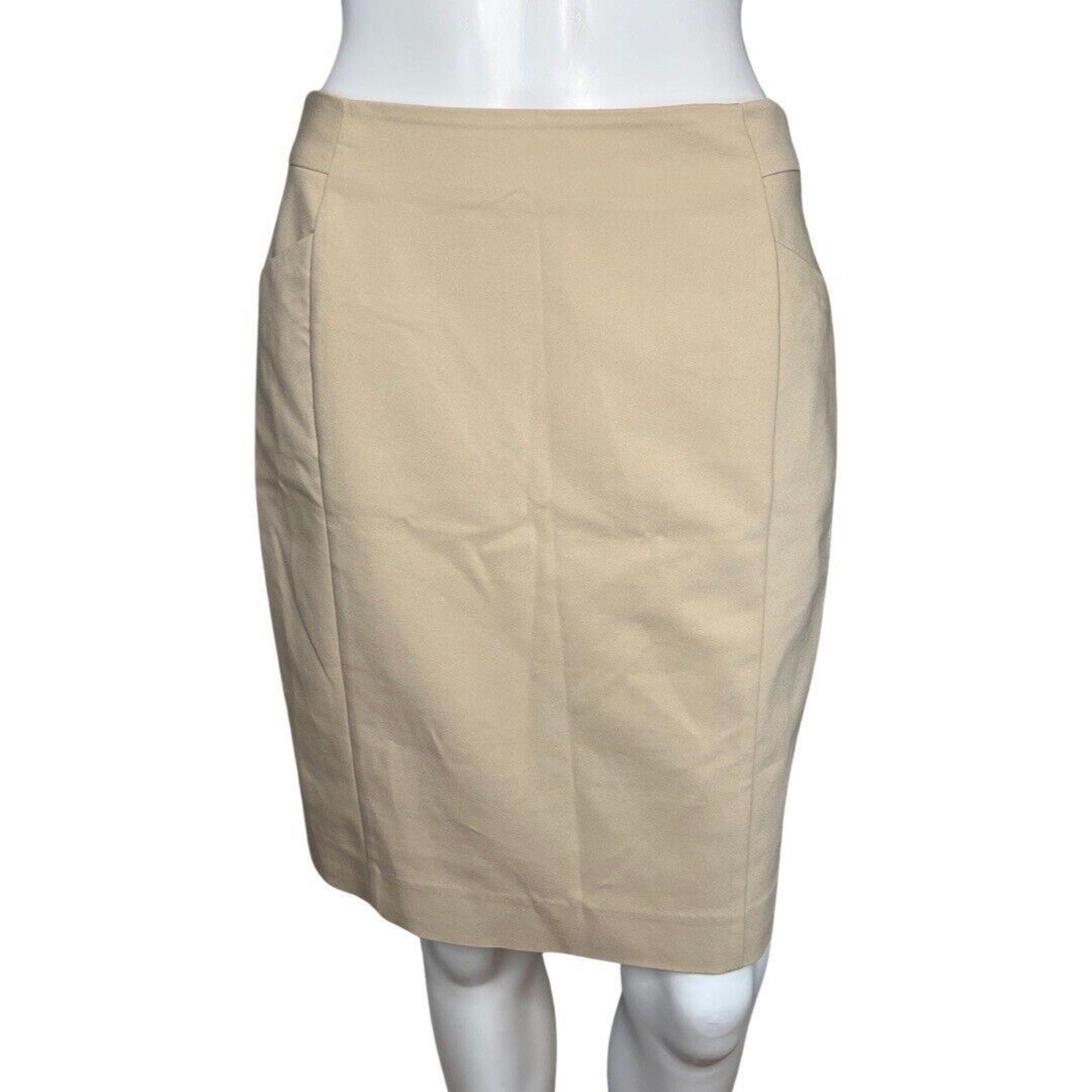 H&M Skirt Womens 8 Tan Pencil Straight Skirt Mini Career Work Neutral Minimalist