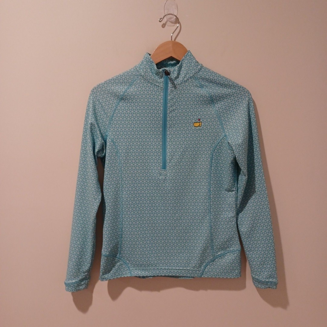 Magnolia Lane Tech Masters PGA Blue Print Quarter Zip Pullover Shirt Golf Size S