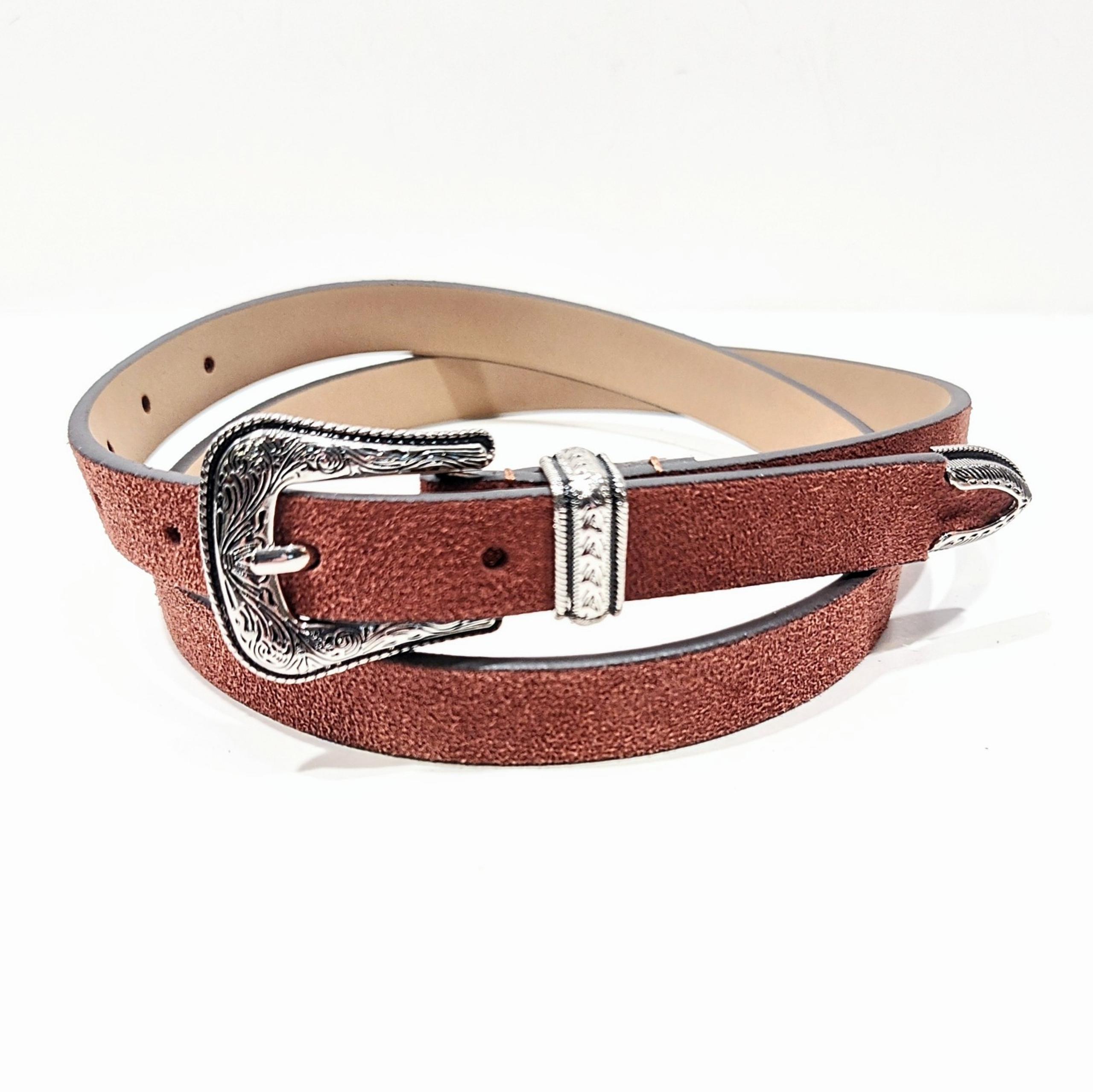 Rebecca Minkoff Genuine Leather Suede Belt Rust Brown Western Women's Size M