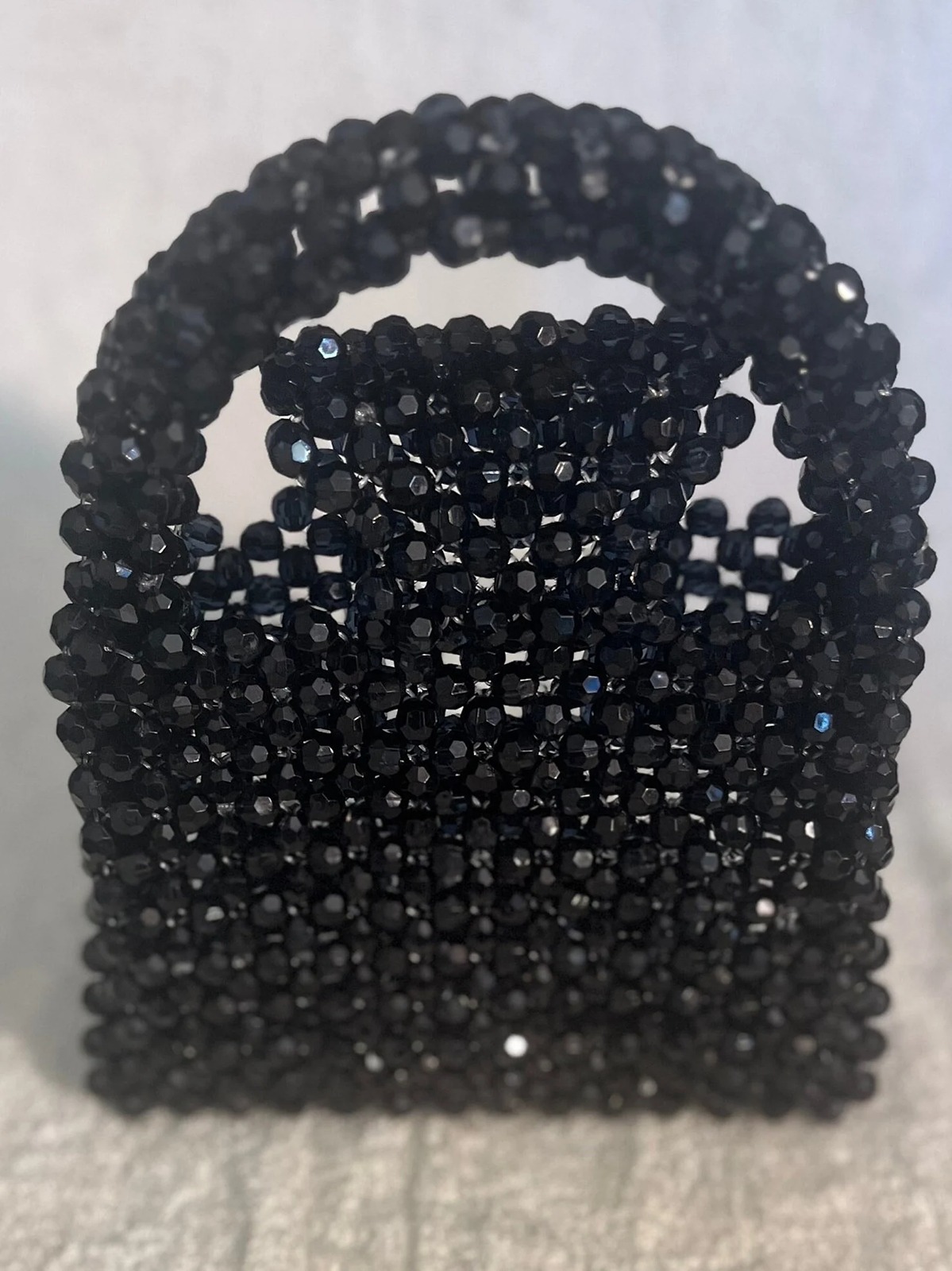 Midnight Black Beaded Acrylic Purse