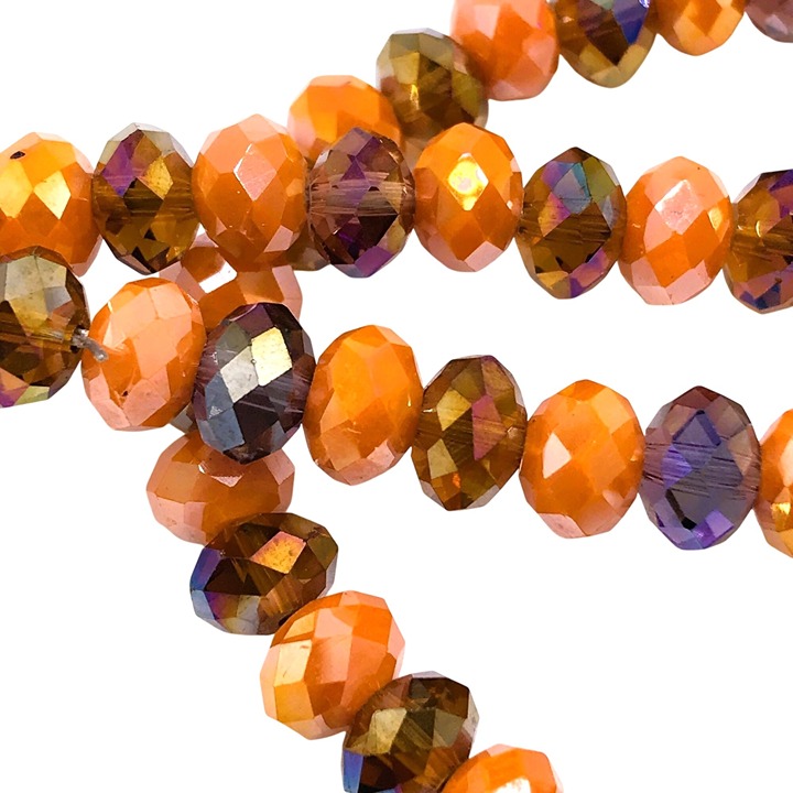 Fire Polished Czech Glass Necklace Earring Set Demi-Parure Orange Root Beer