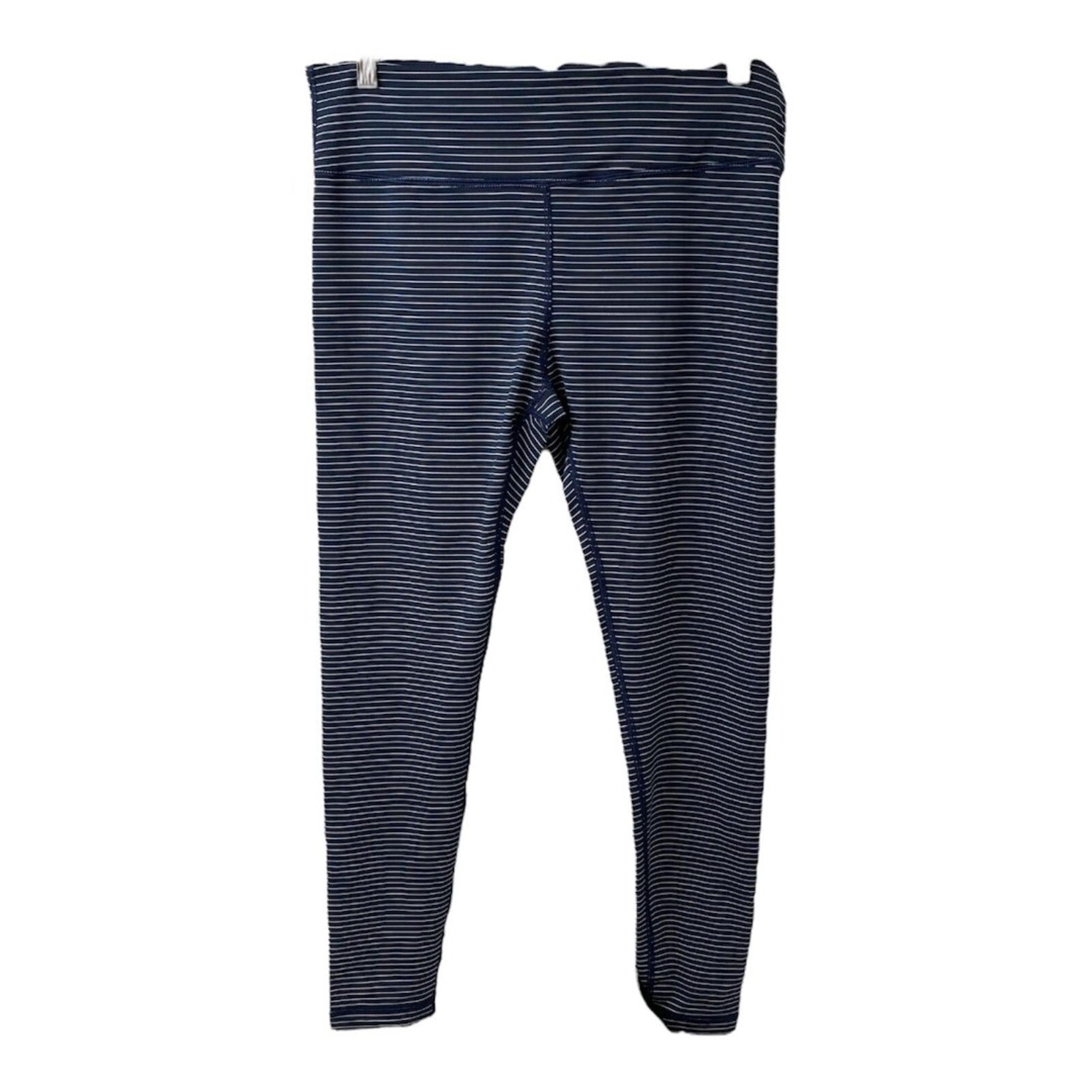 Women’s XL Athletic Leggings 90 Degree By Reflex Navy Blue Pin Striped Ankle