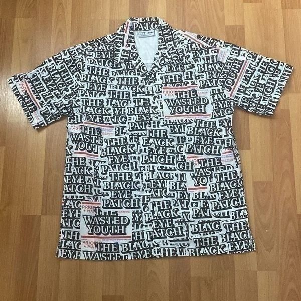 新品　BLACK EYE PATCH wasted youth The Black Eye Patch Wasted Youth Collaboration Button Up