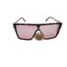 Frye Brown Tortoise Shell Oversized Square Shield Sunglasses Rose Gold 100% UV