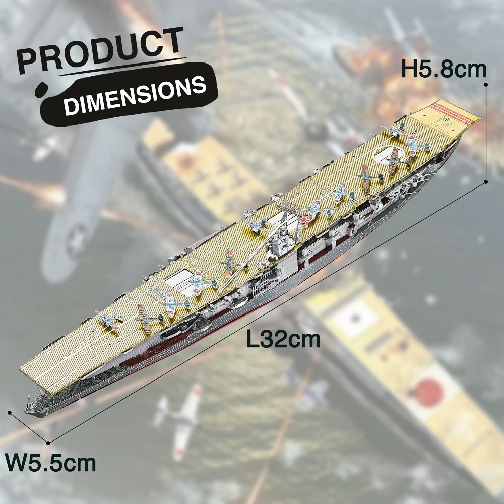 Piececool 3D Metal Puzzle Teens Akagi Aircraft Carrier Model Kits Japan Battlesh