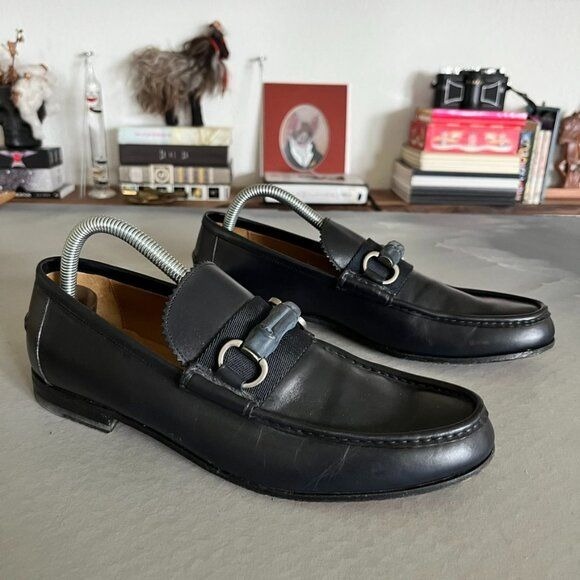 Gucci Leather Bamboo Horsebit Slide Loafers Slip Ons